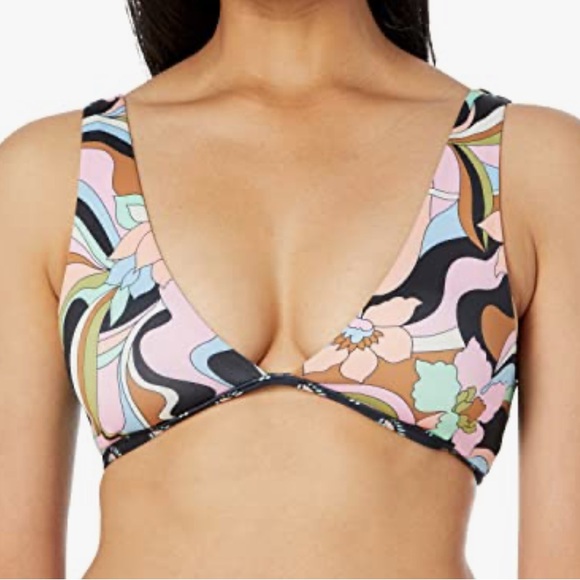 Billabong Women’s Reversible Colorful Patterned Bikini Top, Don’t Trip, S, NWT - Picture 1 of 9